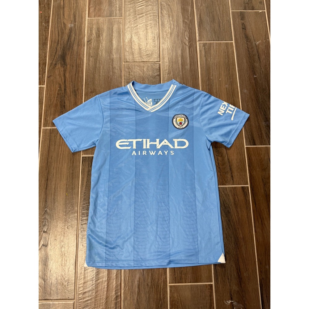 Manchester City Haaland #9 Soccer Jersey Mens Small Blue Premier League Football